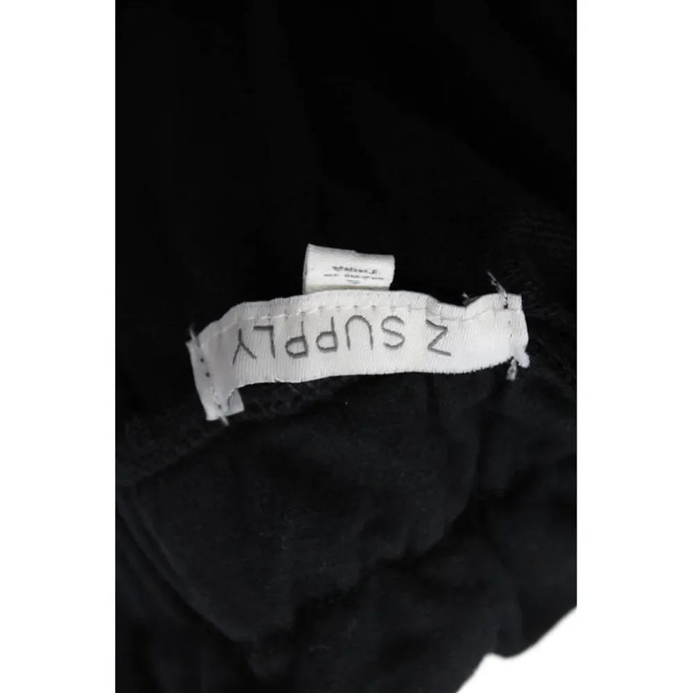 Z Supply Womens Cotton Button Straight Leg Casual Pants Black Size S